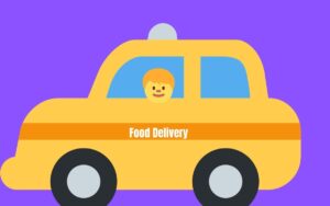 A delivery rider is delivering food