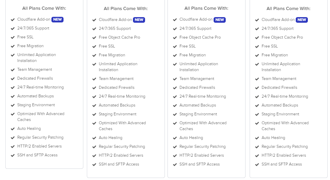 The price Plan of Cloudways web hosting